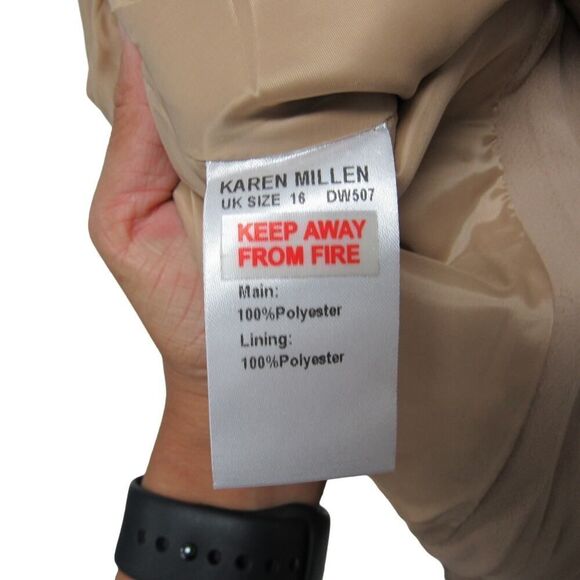 Karen Millen Women Size 12 Brown Military Tailored Pleated Mini Dress - Picture 6 of 7